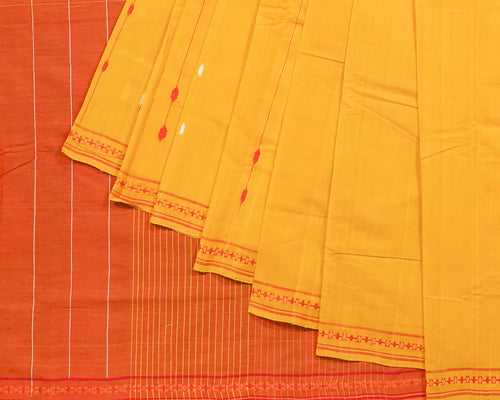 Drop Dance Dobby Buta Cotton Handloom saree – Yellow