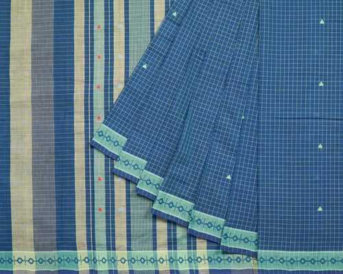 Diamond Dance Buta Cotton Handloom saree – Blue