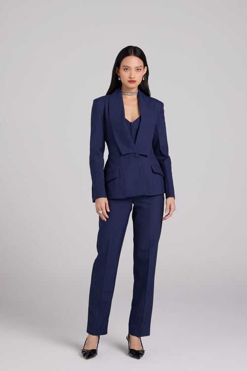 Indigo Pinstripe Tailored Suit