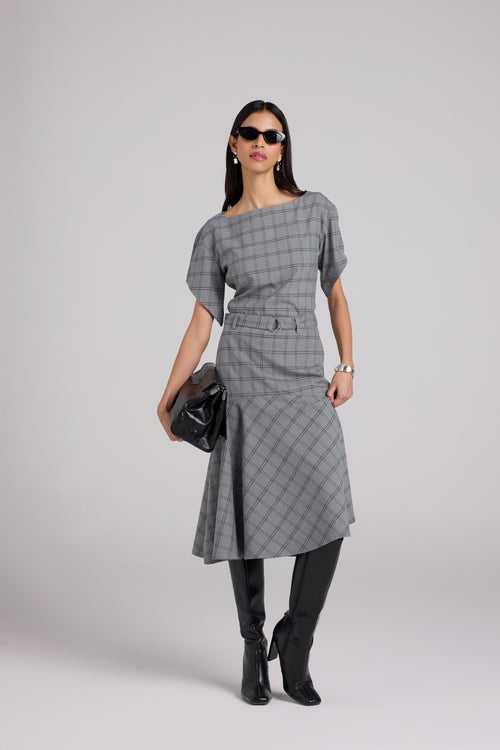 Checkered Midi Skirt Set