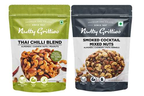 Smoked Cocktail Mixed Nuts, Thai Chilli Blend Combo pack - 400g