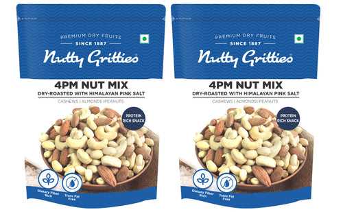 4PM Nut Mix Salted Roasted with Himalayan Pink Salt (Pack of 2 x 200g) -400g