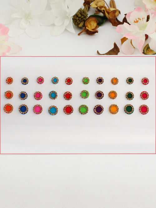 Multicolor Stone Border Bindi Card