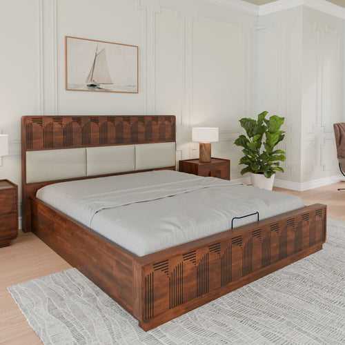 Nilkamal Albury King Bed with Hydraulic Storage (Antique Cherry)