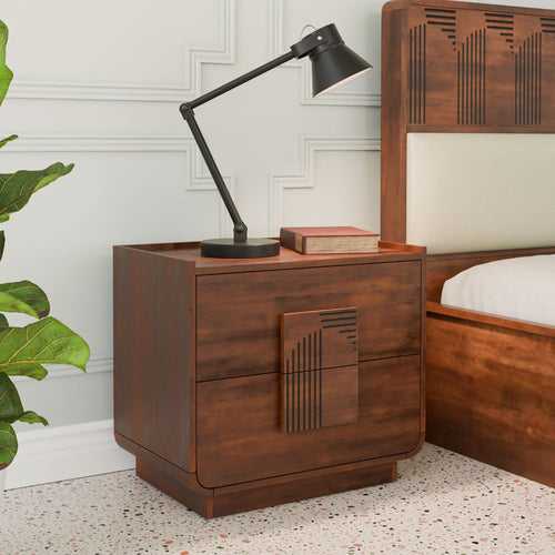 Nilkamal Albury Solid Wood Night Stand (Antique Cherry)