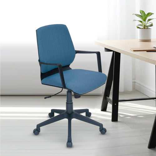 Nilkamal Prius Mid Back Nylon Star Base Office Chair (Black & Dark Blue)