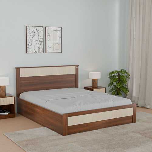 Nilkamal Rova King Bed with Semi Hydraulic Storage (Walnut)