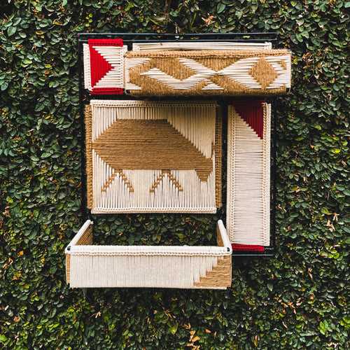 Beige Bull Red Cotton Wall Organizer