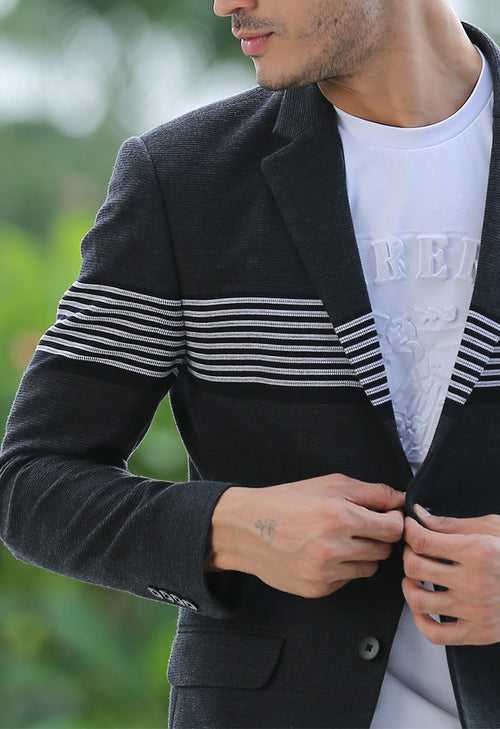 Charcoal Knitted Blazer