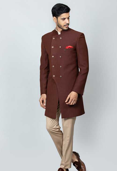 Dark Brown Angrakha Style Indo-Western