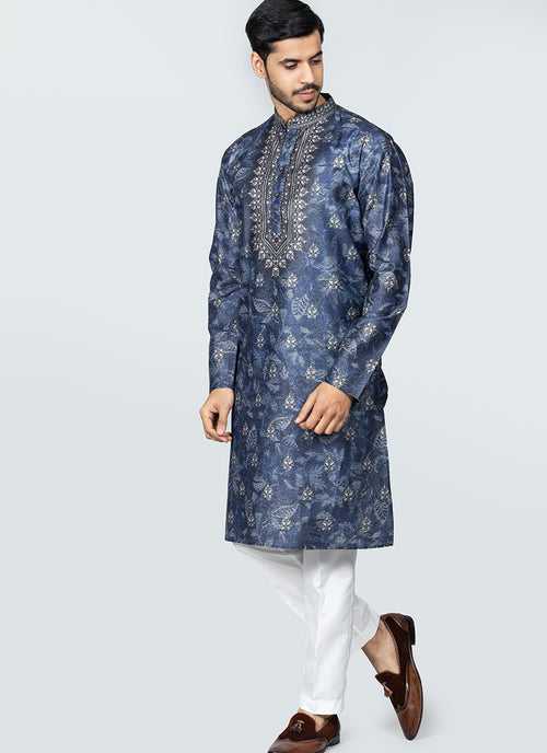 Printed Kurta Set Blue