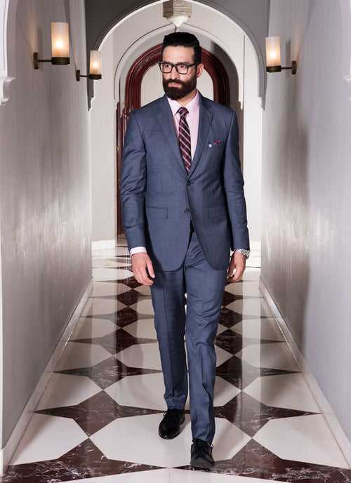 Notch Lapel Blue Suit