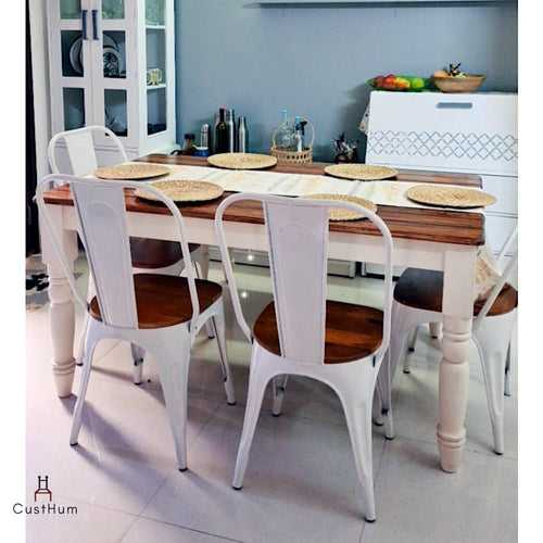 Aberdeen - Farmhouse-style Dining Table Set with Metal Chairs