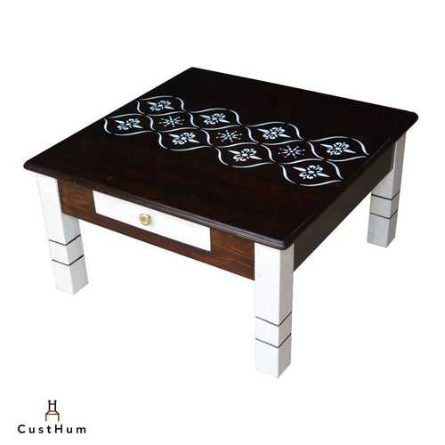 Oleander - Solid Wood Coffee Table with Hand-stencilled Design