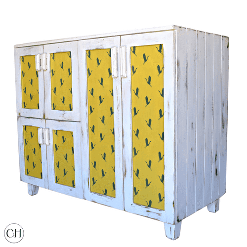 Flamingo - Multipurpose Wooden Storage Cabinet with Fabric-Laminated Doors