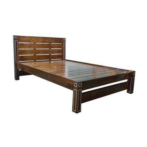 Peony - Solid Wood Bed with Inlaid Paint