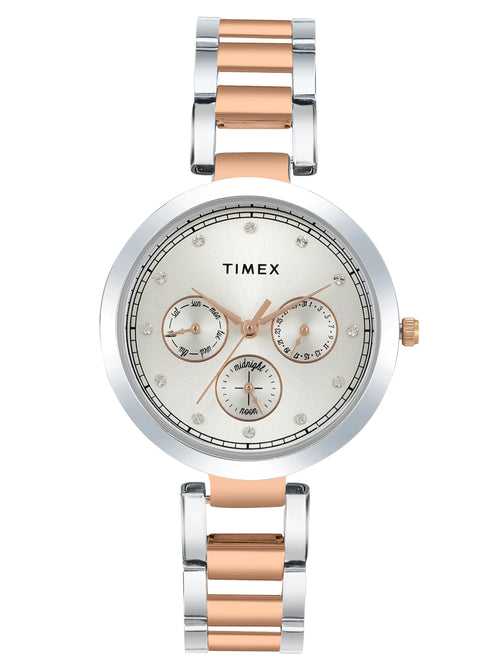 Timex Women Silver Round Dial Analog Watch - TW000X214