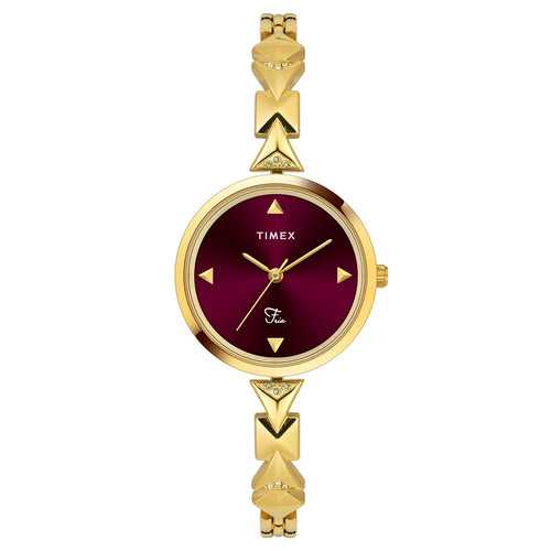 Timex Fria Burgundy Round Dial Women Analog Watch - TWEL18304