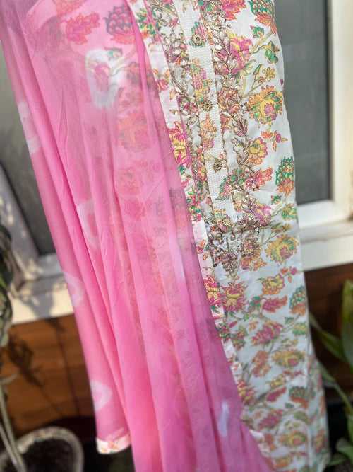 Pink color pure cotton suit