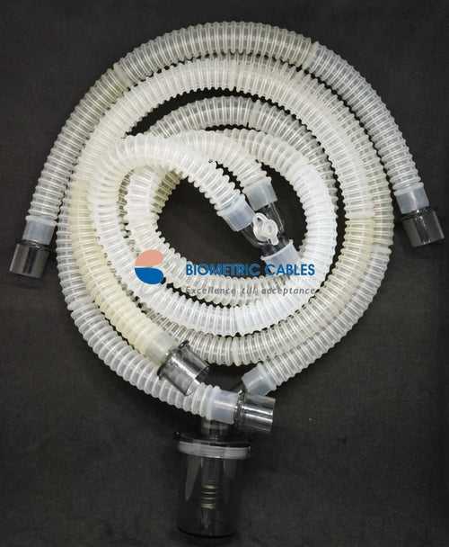 Reusable Silicone  Non Smooth Bore Adult/Pediatric/Neonatal  Single Water Trap Ventilator Circuit with Extra Limb