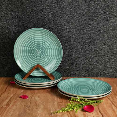 'Sea Swirls' Studio Pottery Ceramic Dinner Plates, 10.2 Inch