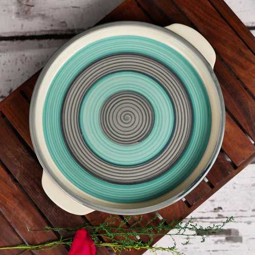 'Minty Spirals' Ceramic Serving Platter, 8 Inch