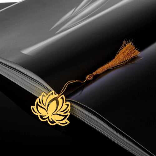 Golden Lotus Brass Metal Bookmark