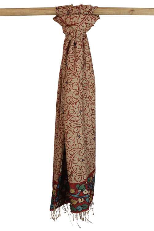 Natural Dye Hand-Painted Kalamkari Silk Stole