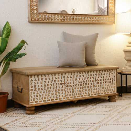 Wooden Storage Box/Bench (White)