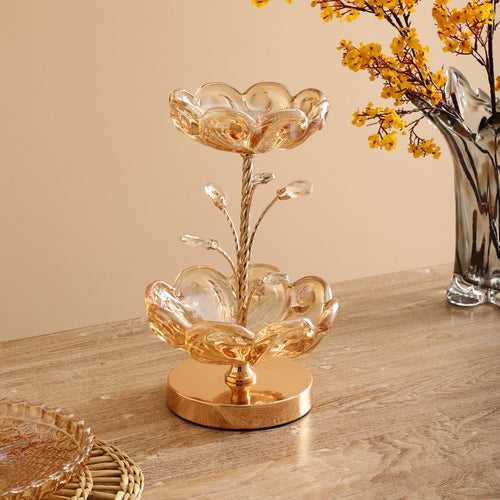 Two-Tier Crystal Glass Serving Platter