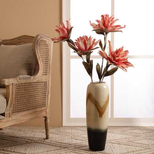 Pink Red Magnolia Faux Flower Stick (Single)