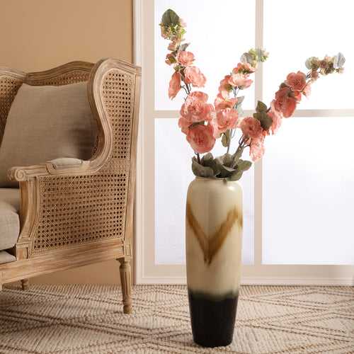 Blush Pink Hollyhock Faux Flower Stick (Single)