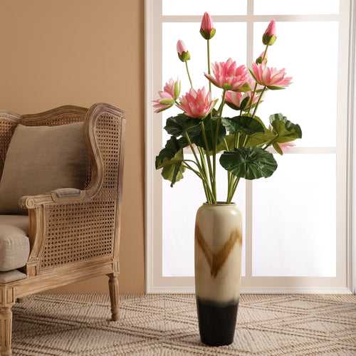 Blush Pink Water Lily Faux Flower Stick (Single)