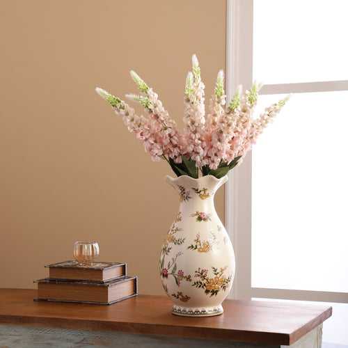 Peach Delphinium Faux Flower Stick  (Single)