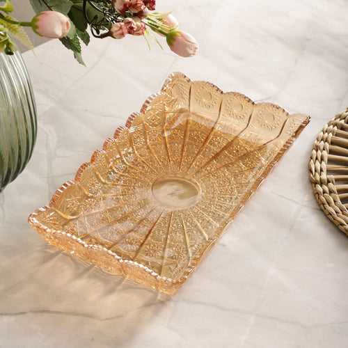 Rectangle Crystal Glass Serving Platter