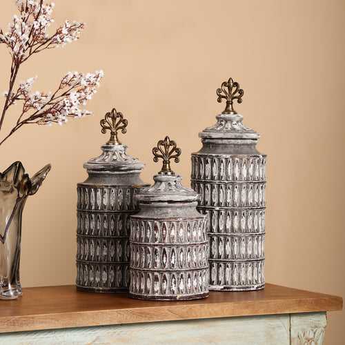 Grey Ceramic Jar with Lid (Single)