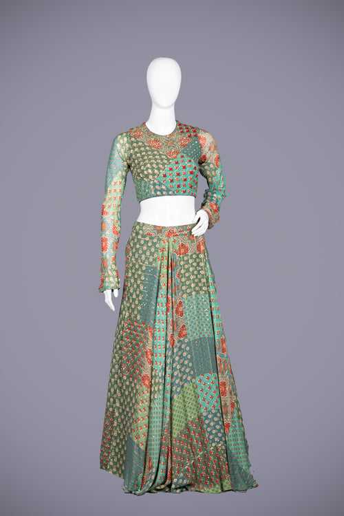 Light Green Chiffon Choli with Exquisite Zardosi Work