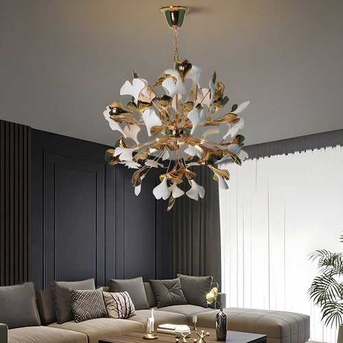 Ceramic Gingko Leaf Chandelier