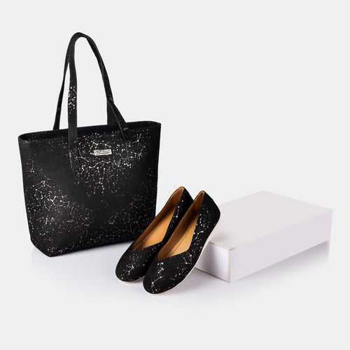 Belleza Ballerina Flat (Pewter Black) & Mily Tote Bag (Pewter Black)