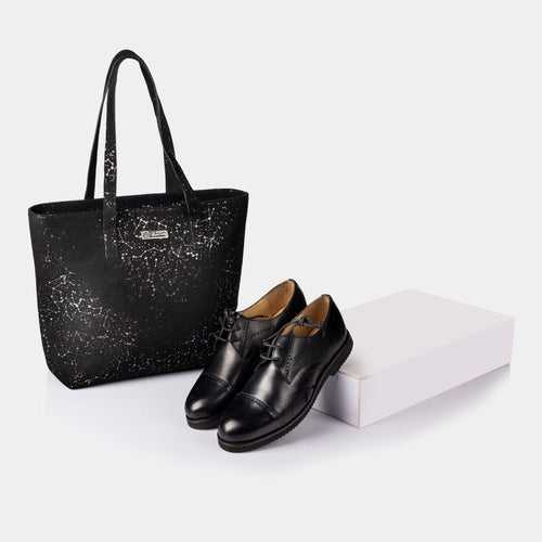 Blossom Flower derby (Piano Black) & Mily Tote Bag (Pewter Black)