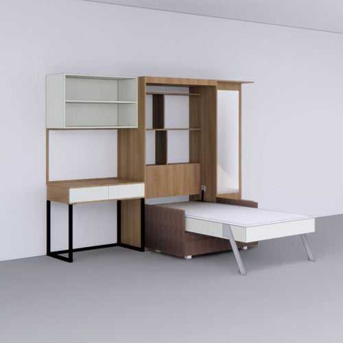 Single Vertical Bed with Sofa , Storage & Dresser