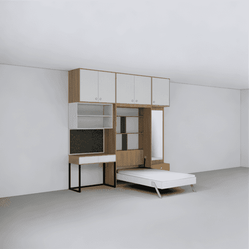 Single Vertical Bed with Storage, Loft & Dresser