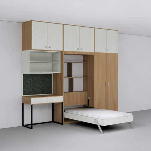Single Vertical Bed with Storage, Loft & Wardrobe