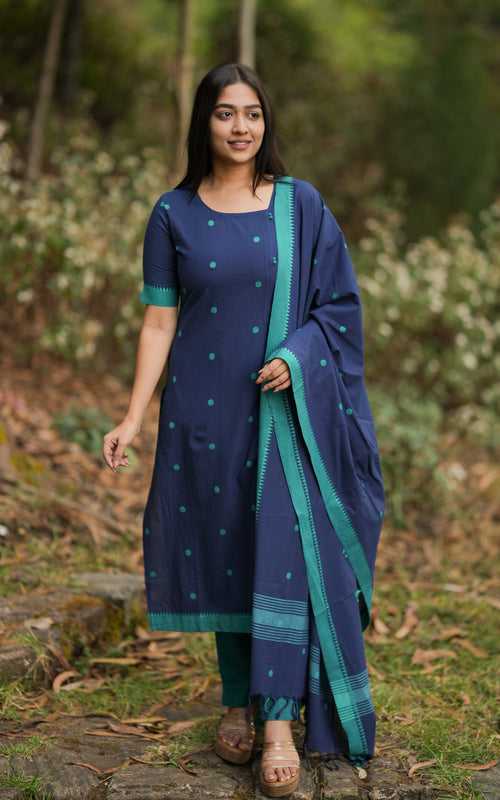 Mayura Navy Blue (Kurti+Pant+Dupatta)