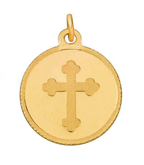 24k (999) Purity 2.5 Gm Yellow Gold CROSS Round Pendant