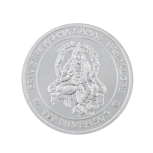 50 Gram Sri Vishwakarma Silver Coin (999 Purity)