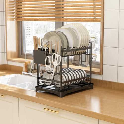 Dish Rack Two Layer - Black