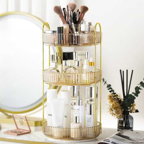 Three Tier Rotating Makeup Organiser - Amber