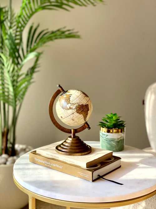 Darwin Globe - Beige & Antique Brown