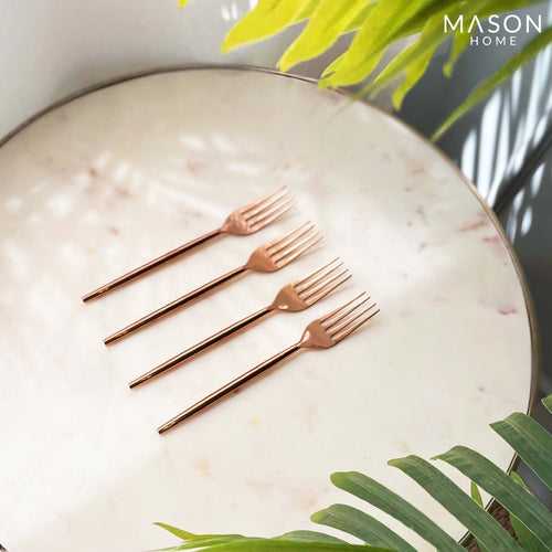 Luxe Rose Gold Dining Forks - Set Of 4